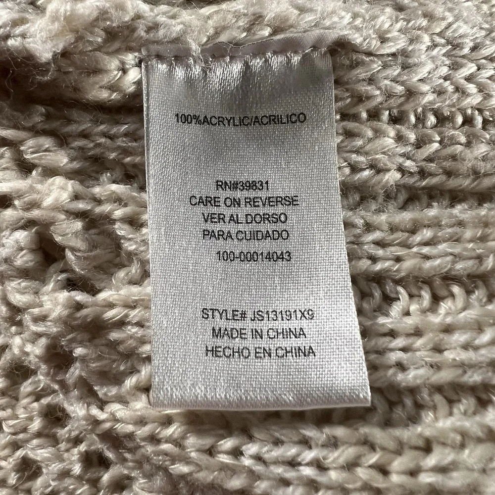Altar'd State‎ XS Cream Knit Fringe Poncho Sweater Cowl Neck Boho Cozy Fall